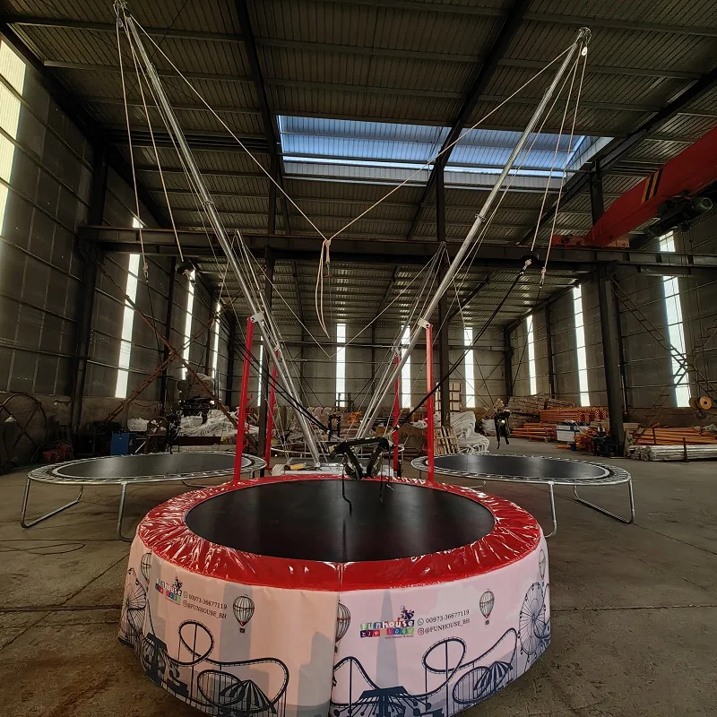 Kids Indoor Outdoor Trampoline - New Design 4-person Round Movable Bungee