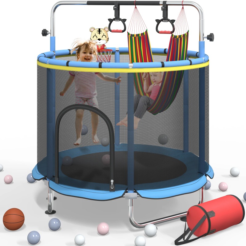 Kids Indoor Outdoor Trampoline - 5FT Toddler Trampoline 8-in-1 Kids Mini