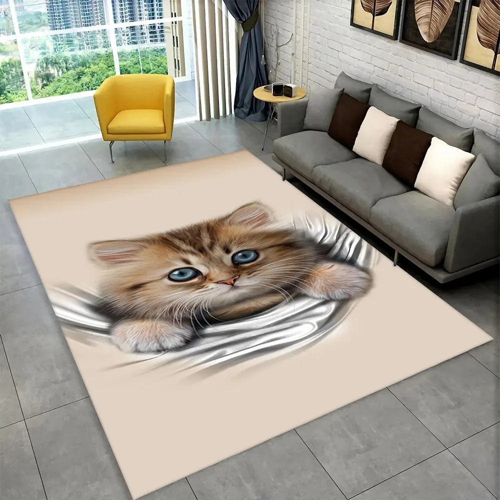 Kids Outdoor Kitchen Diy - 3D Cute Cat Cartoon Area Rug,Carpet