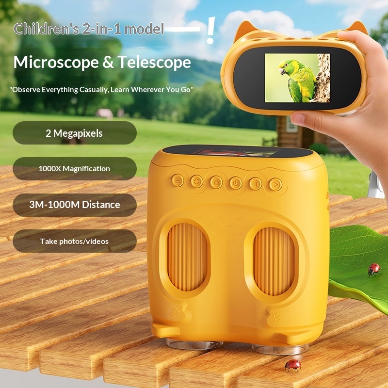 Kids Outdoor Microscope - 2-in-1 Educational Kids Binoculars: High-Definition Camera
