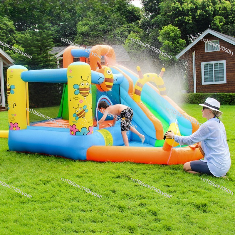 Kids Indoor Outdoor Trampoline - Inflatable Bounce Castle Water Park Slide