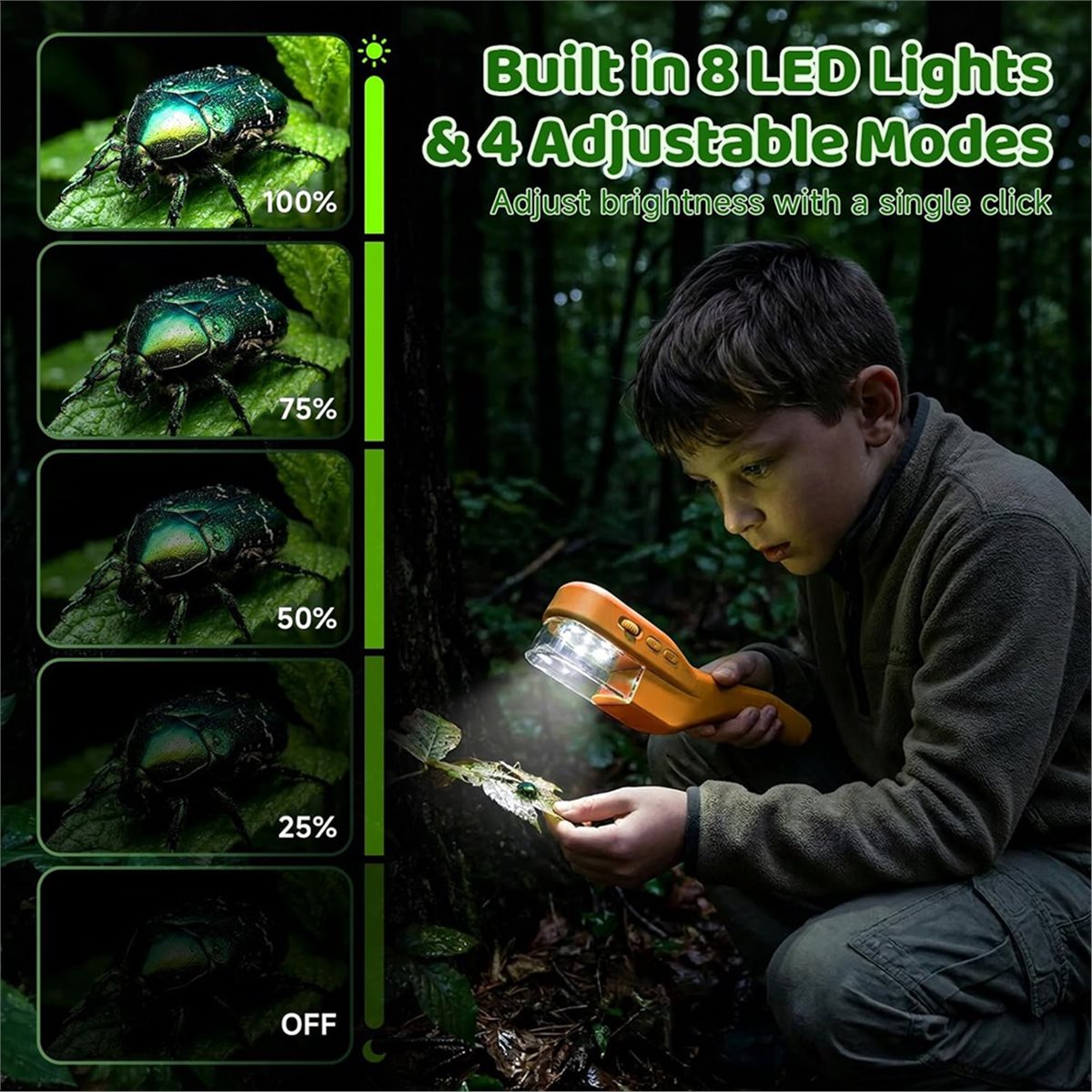 Kids Outdoor Microscope - 500X Handheld Microscope for Kids, Outdoor
