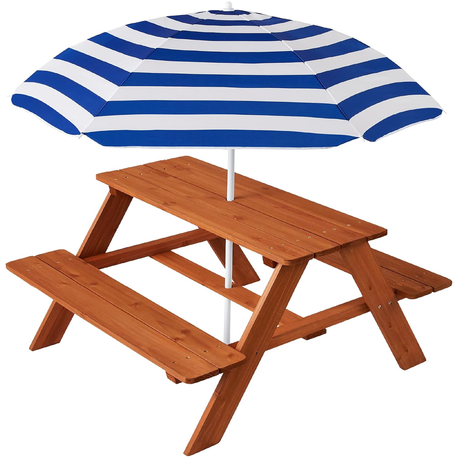 Kids Outdoor Activity Table - Wooden Kids Picnic Table with Umbrella,