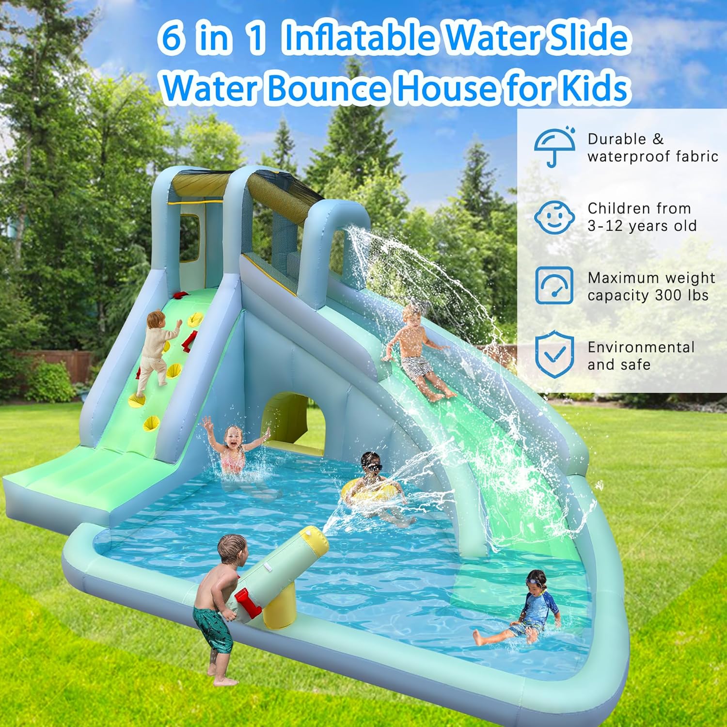 6-in-1 Inflatable Kids Bounce  - огляд і ціна Kids Outdoor Climbing Wall