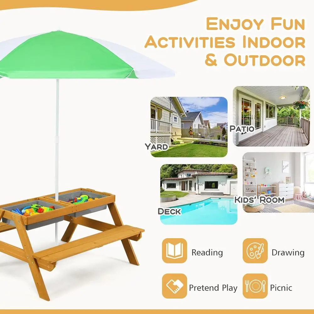 3-in-1 Height-Adjustable Umbre - огляд і ціна Kids Outdoor Activity Table