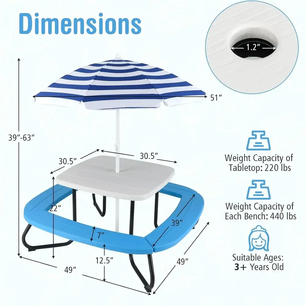 8-Person Kids Picnic Table wit - огляд і ціна Kids Outdoor Activity Table