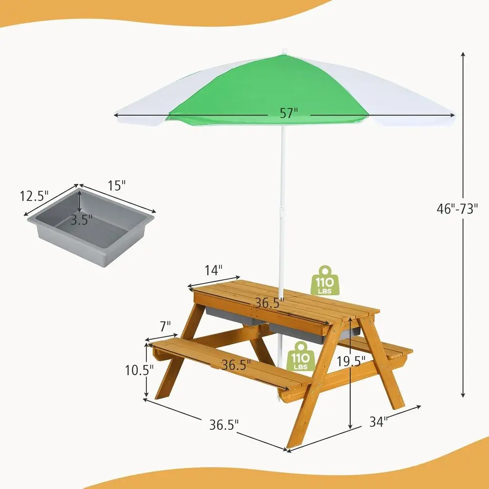 3-in-1 Height-Adjustable Umbre - огляд і ціна Kids Outdoor Activity Table
