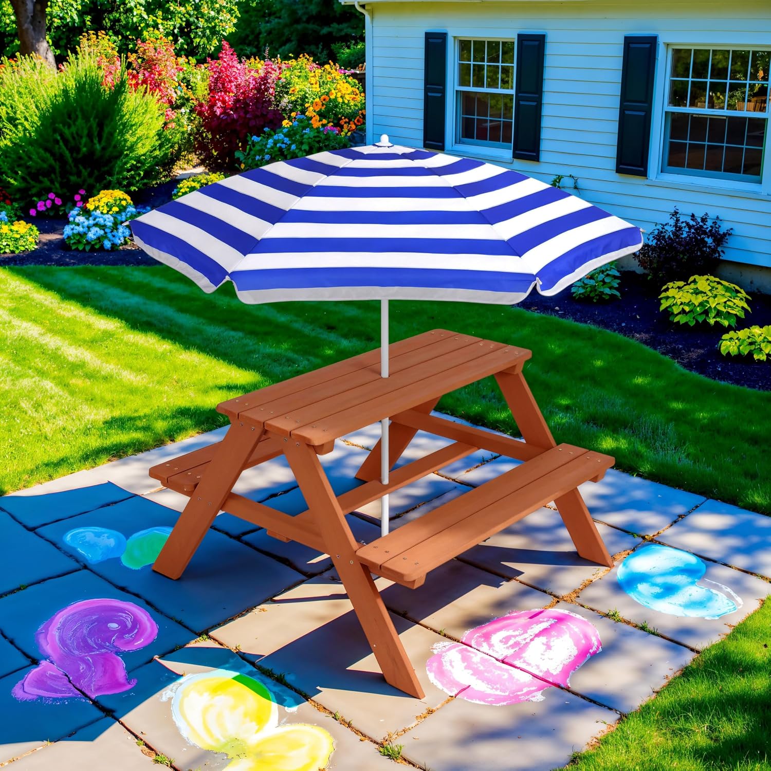 Wooden Kids Picnic Table with  - огляд і ціна Kids Outdoor Activity Table