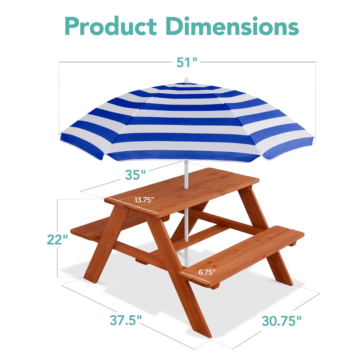 Wooden Kids Picnic Table with  - огляд і ціна Kids Outdoor Activity Table